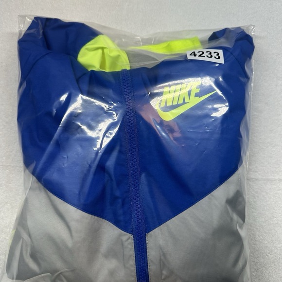 Vintage Nike Windbreaker Jacket XL Gray Blue Volt Just Do It Colorblock Hooded - Picture 15 of 15